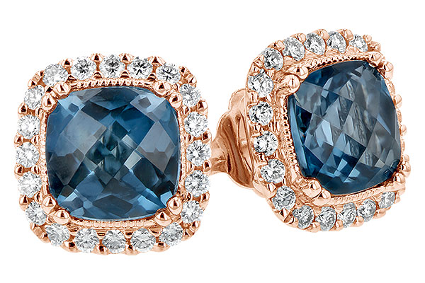 A198-38114: EARR 2.14 LONDON BLUE TOPAZ 2.40 TGW (6MM LBT)