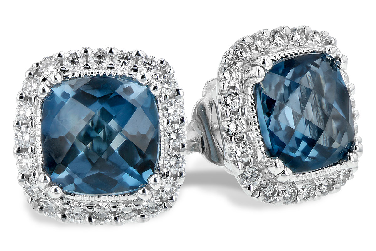 A198-38114: EARR 2.14 LONDON BLUE TOPAZ 2.40 TGW (6MM LBT)