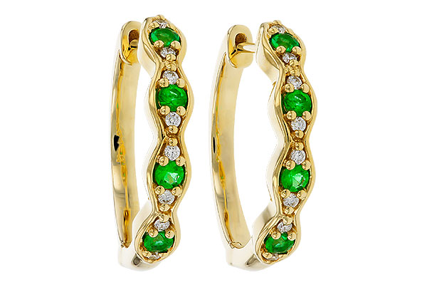 A283-90841: EARRINGS .20 TW EMERALD .30 TGW