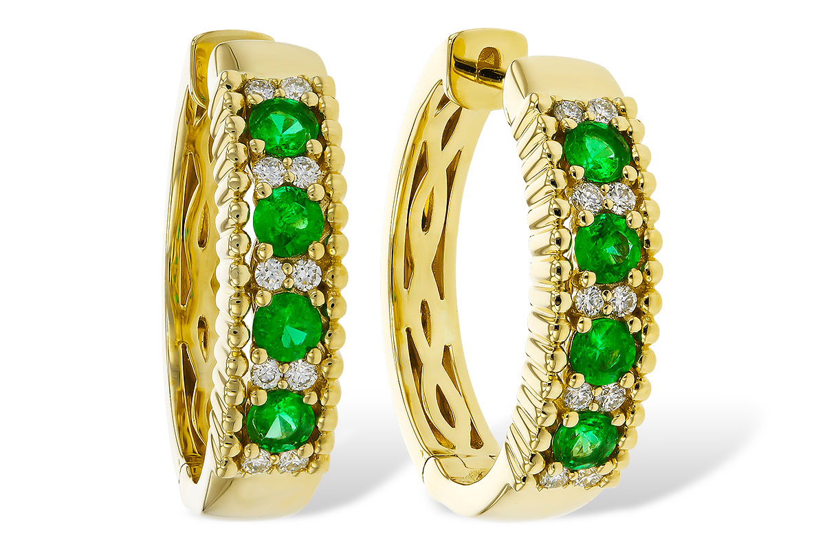 A283-90905: EARRINGS .33 TW EMERALD .45 TGW