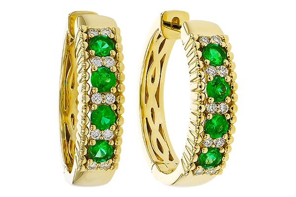 A283-90905: EARRINGS .33 TW EMERALD .45 TGW