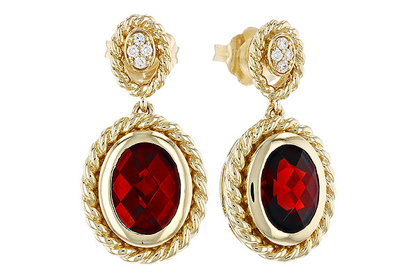 A284-73587: EARRINGS 2.85 GARNET 2.89 TGW (8x6MM GAR)