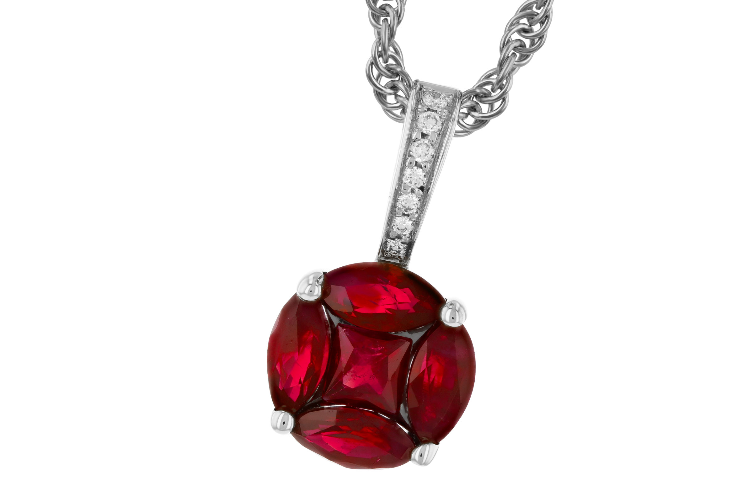 A284-73623: NECKLACE .80 RUBY .82 TW