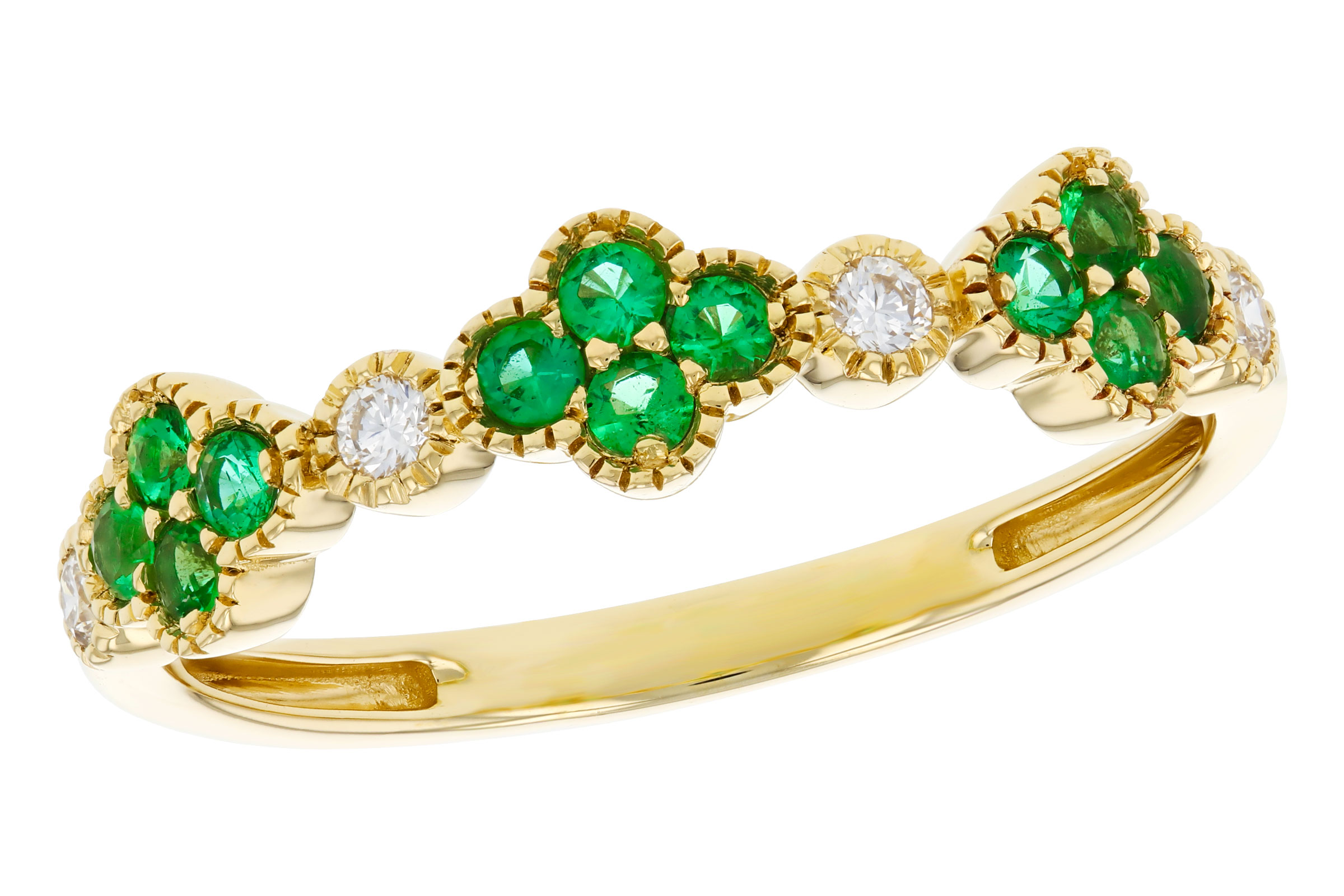 A284-76296: LDS WED RG .18 TW EMERALD .26 TGW