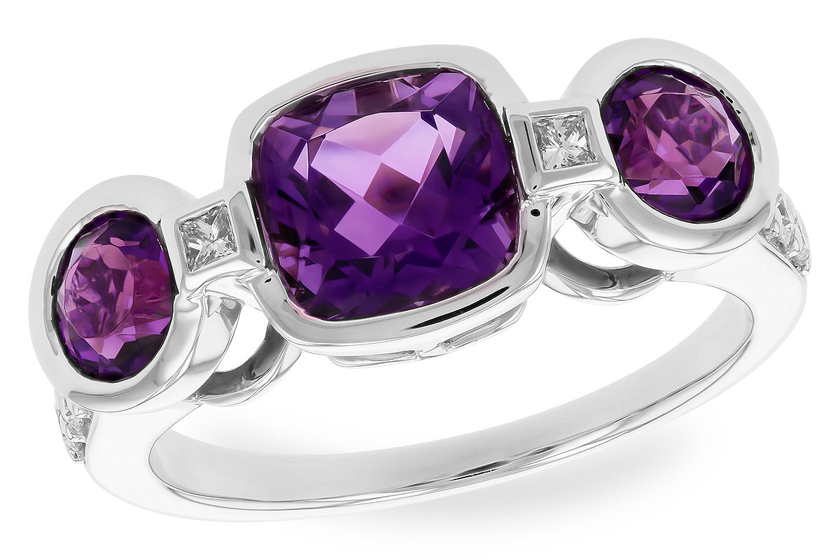 B282-97187: LDS RG 2.25 TW AMETHYST 2.50 TGW (7MM CUSHION)