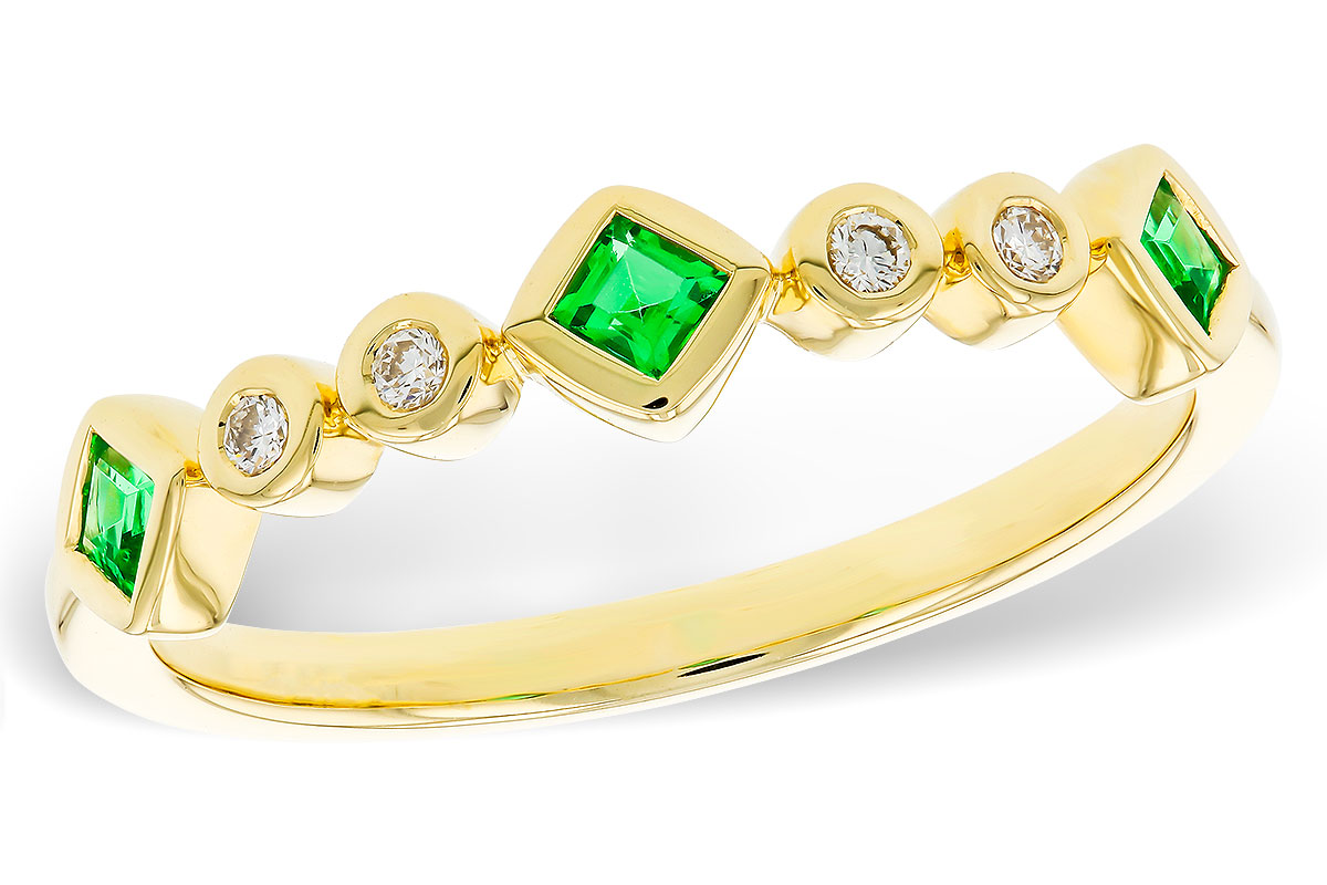 B283-87259: LDS WED RG .14 TW EMERALD .19 TGW