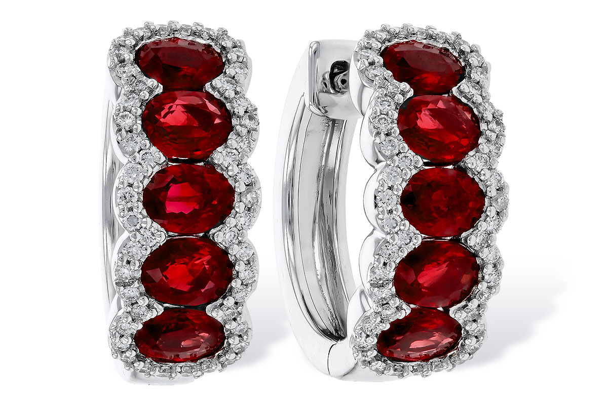 B283-89087: EARRINGS 2.20 TW RUBY 2.45 TGW