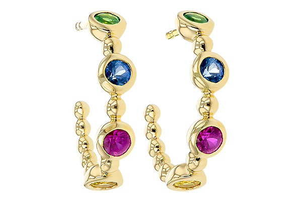 B284-73550: EARR .68 TW MULTI-COLOR SAPPH & GREEN GARNET