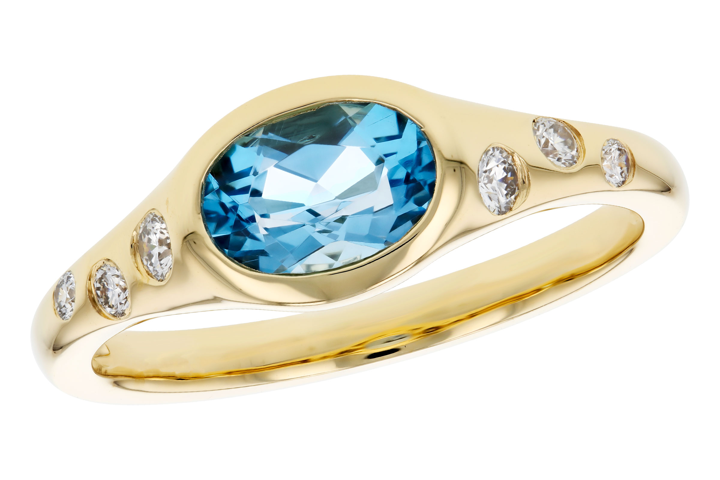 B284-75387: LDS RG .94 BLUE TOPAZ 1.08 TGW (7x5MM OV)