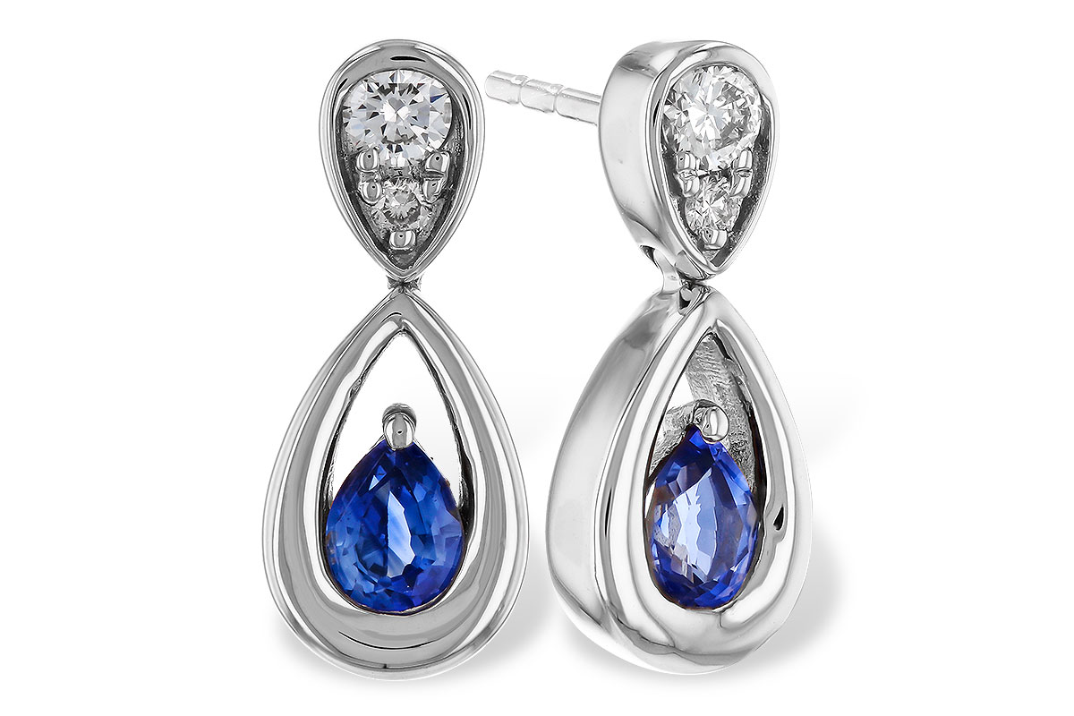 C283-85405: EARRINGS .42 SAPPHIRE .54 TGW (4x3 SAPP)