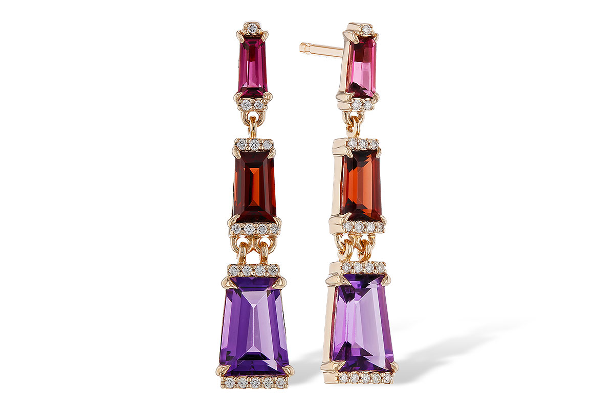 C283-86341: EARRINGS 1.98 SEMI-PREC (PT,GT,AMY) 2.05 TGW