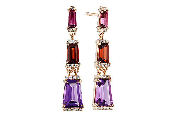C283-86341: EARRINGS 1.98 SEMI-PREC (PT,GT,AMY) 2.05 TGW