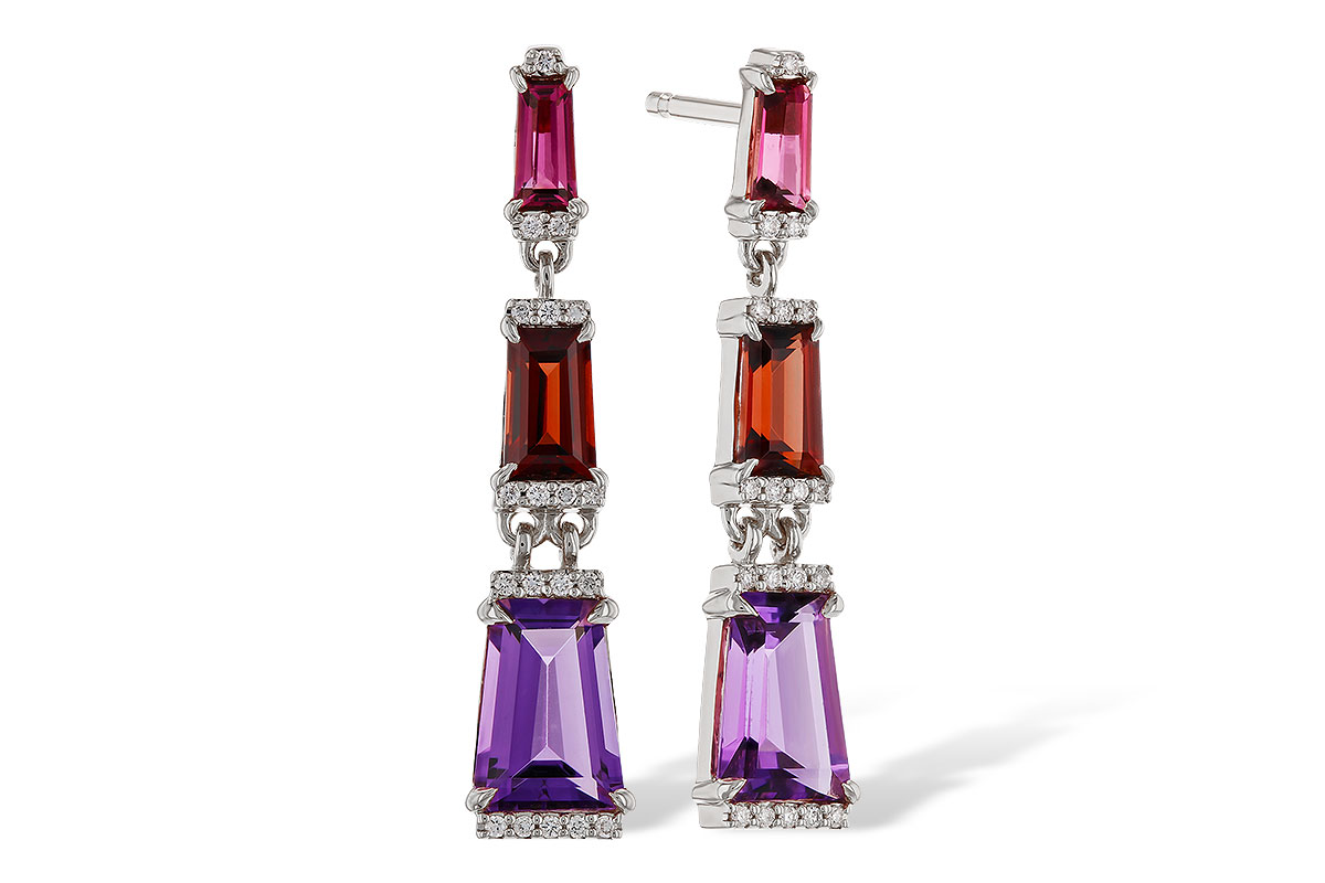 C283-86341: EARRINGS 1.98 SEMI-PREC (PT,GT,AMY) 2.05 TGW