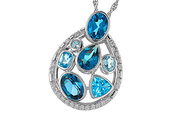 C283-88132: NECKLACE 3.23 TW BLUE TOPAZ 3.38 TGW