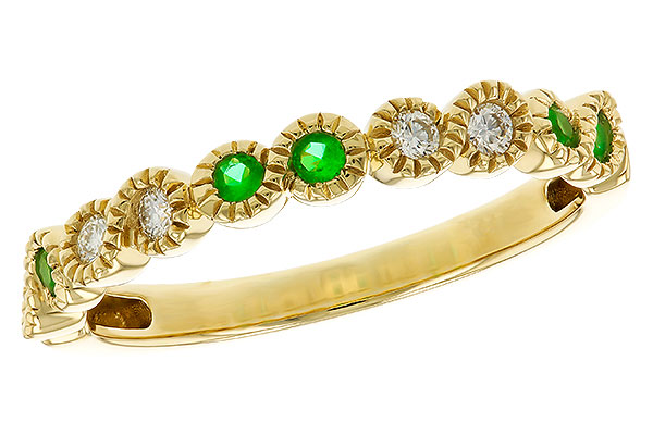 C283-89068: LDS WED RG .11 TW EMERALD .20 TGW