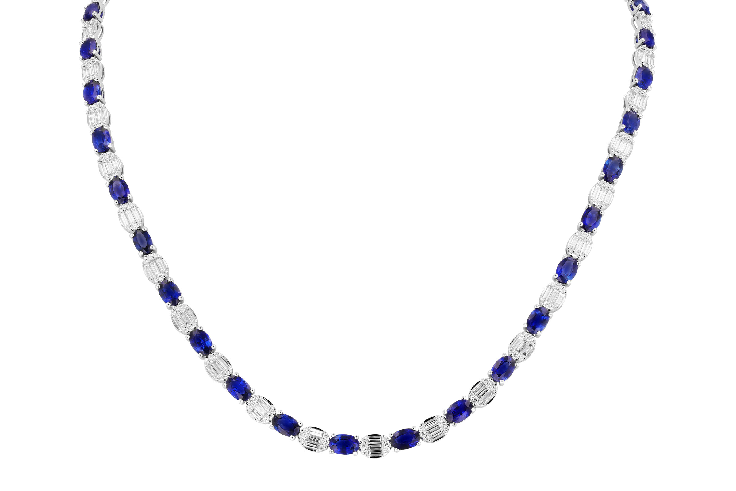C284-75368: NECKLACE 17.68 TW SAPPHIRE 21.82 TGW (17")