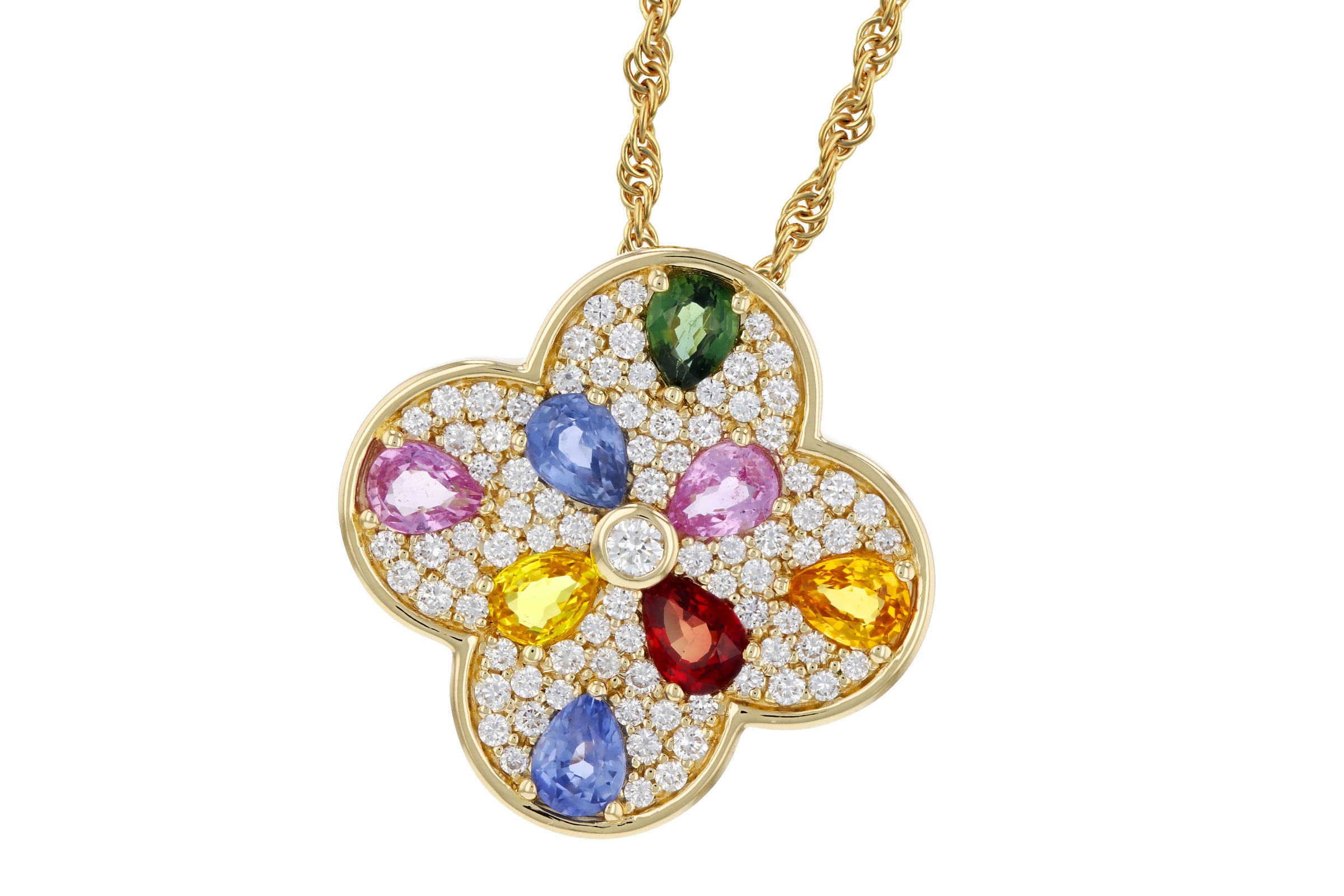 C284-76314: NECKLACE 1.40 MULTI-COLOR SAPPH 1.82 TGW