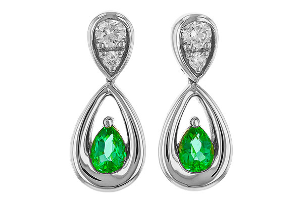 D283-86323: EARRINGS .20 EMERALD .32 TGW (4x3 EMER)