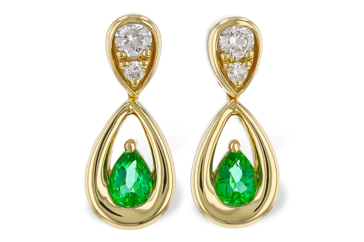 D283-86323: EARRINGS .20 EMERALD .32 TGW (4x3 EMER)