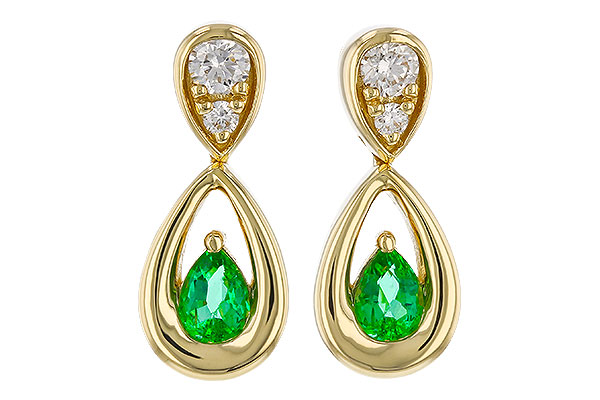 D283-86323: EARRINGS .20 EMERALD .32 TGW (4x3 EMER)