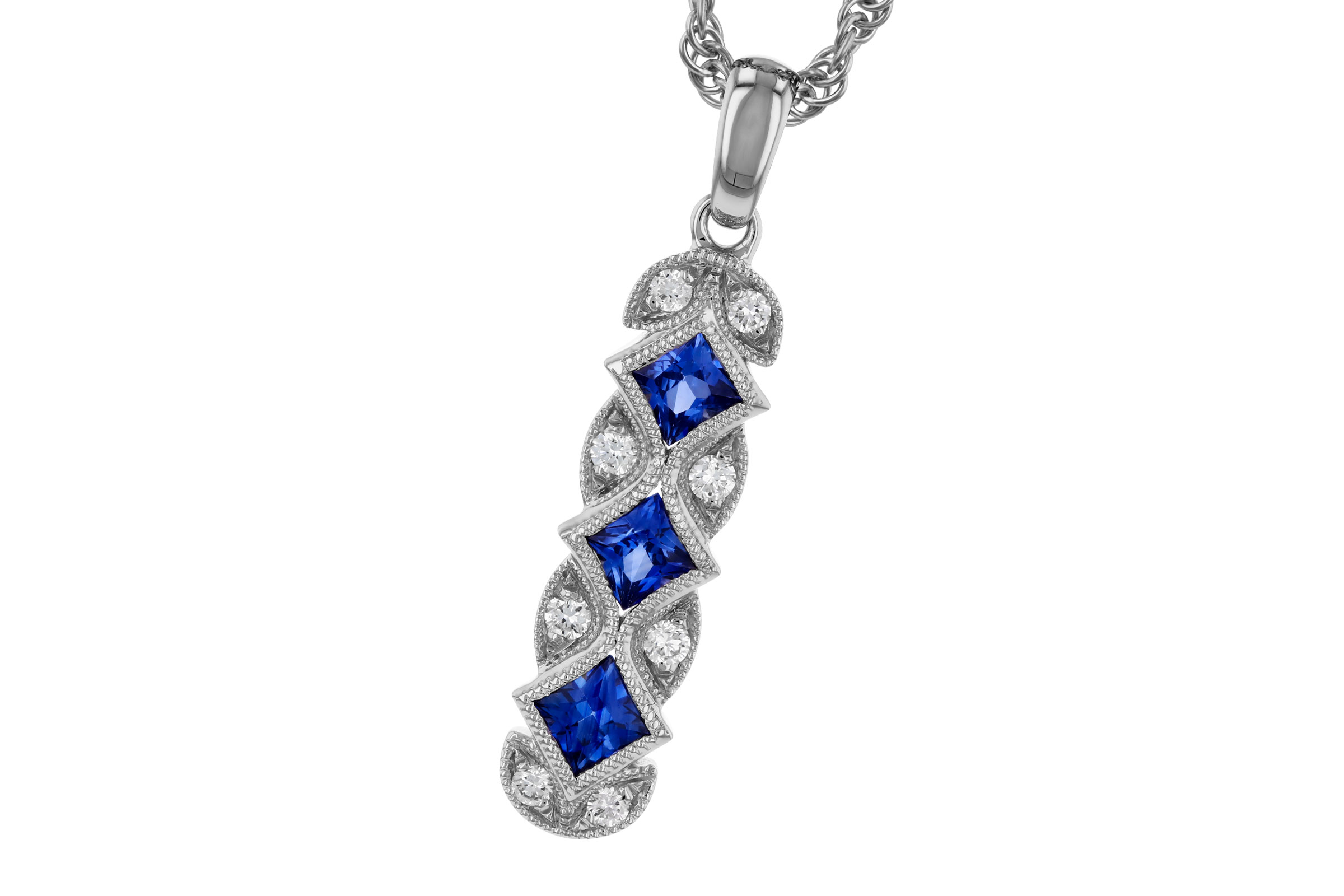 D284-75368: NECKLACE .55 TW SAPPHIRE .64 TGW