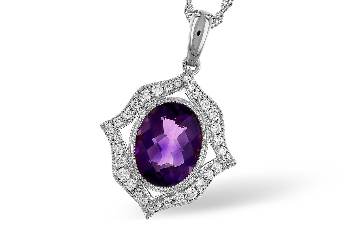 E282-98159: NECKLACE 1.52 AMETHYST 1.70 TGW (9x7 MM AMY)