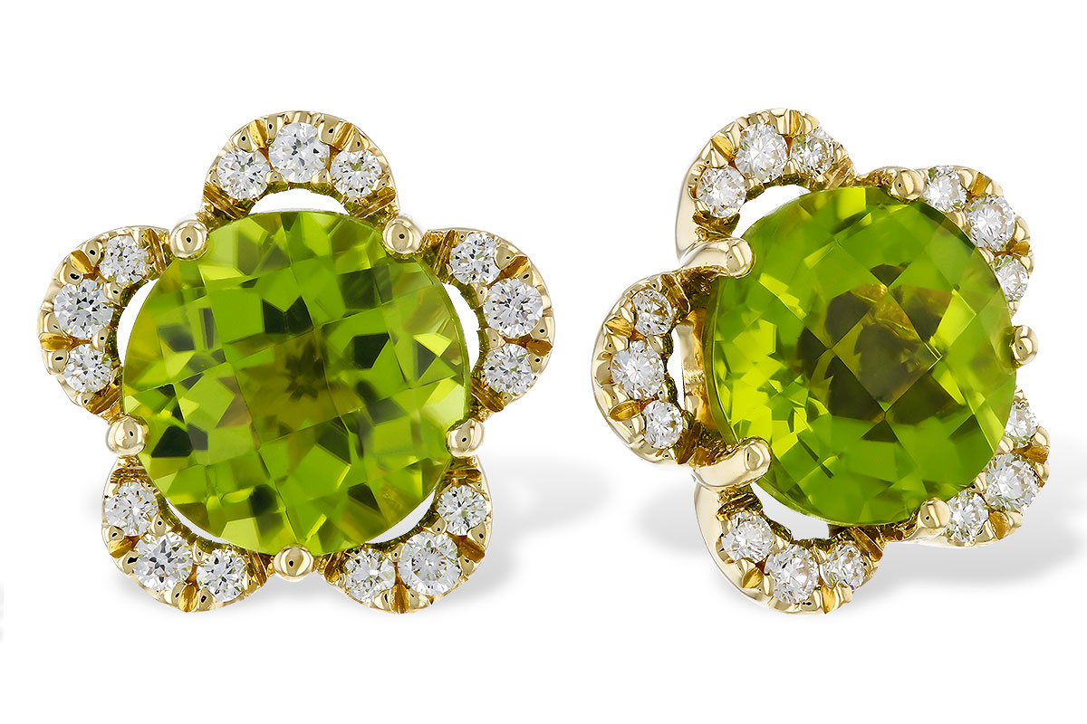 E283-90841: EARRINGS 2.93 PERIDOT 3.10 TGW (7MM RD)