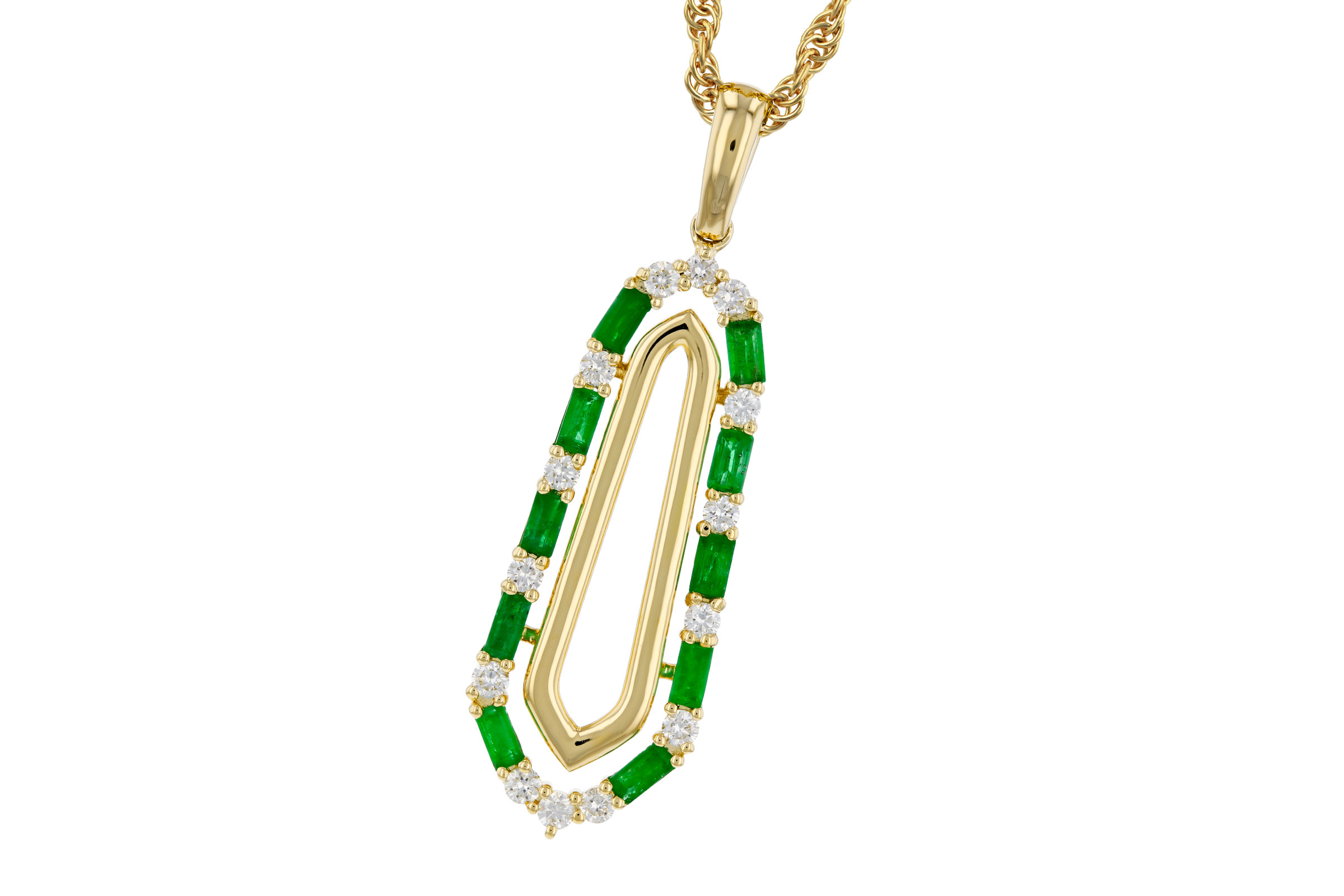E284-76314: NECKLACE .44 TW EMERALD .64 TGW