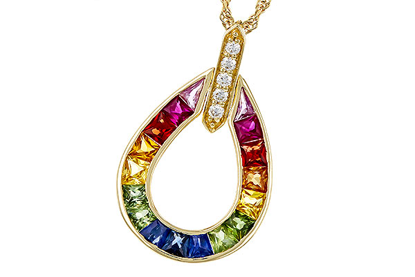 F283-85395: NECKLACE 1.10 MULTI-COLOR SAPPH 1.15 TGW
