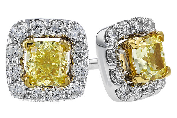 F283-86314: EARR .38 FANCY YELLOW DIAMONDS .54 TW