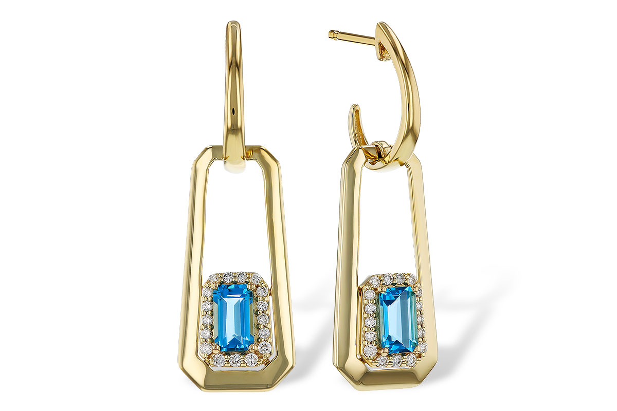 F283-90877: EARRING .66 TW BLUE TOPAZ .80 TGW (5x3MM BT)