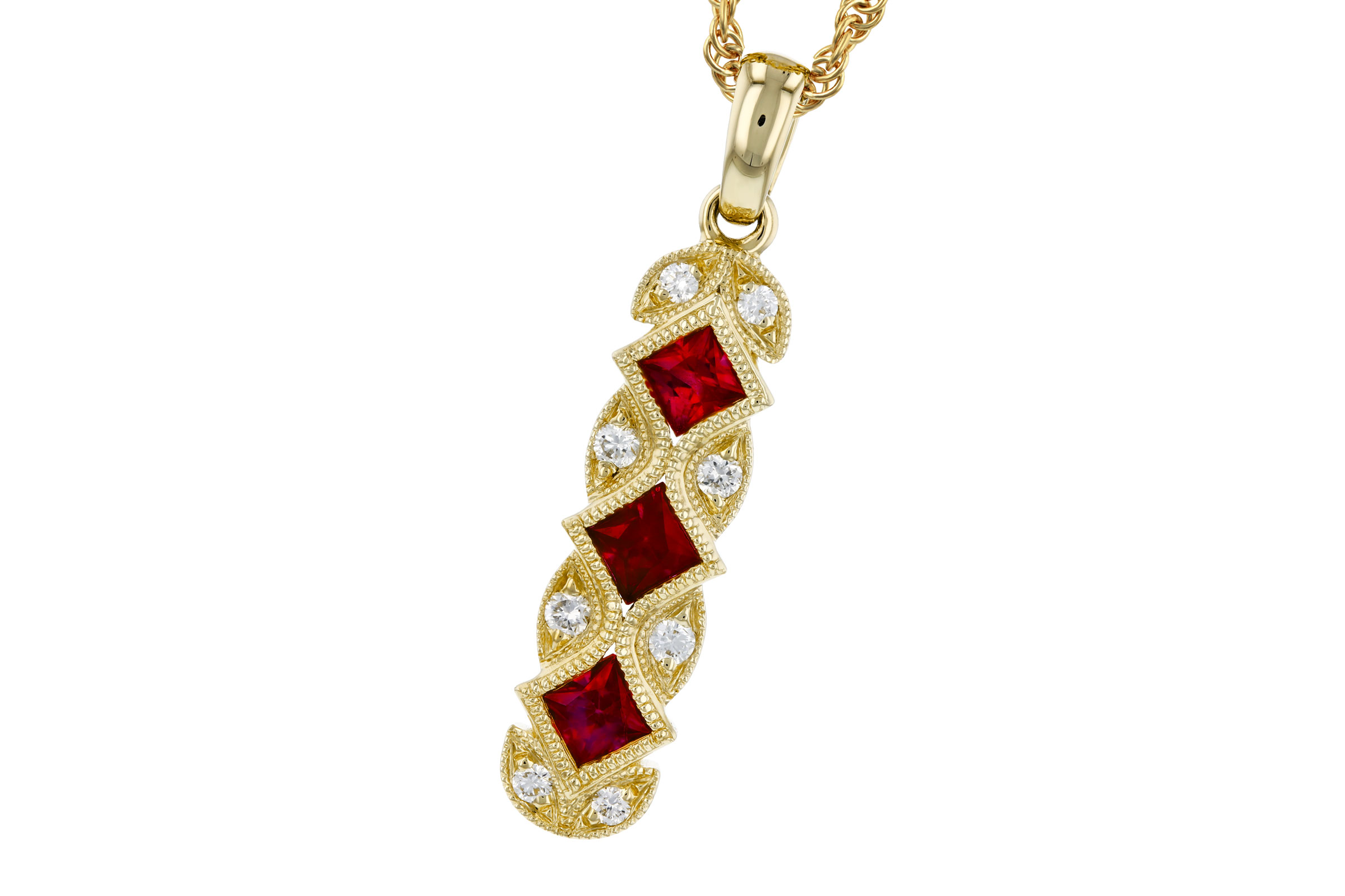 F284-74495: NECKLACE .55 TW RUBY .64 TGW