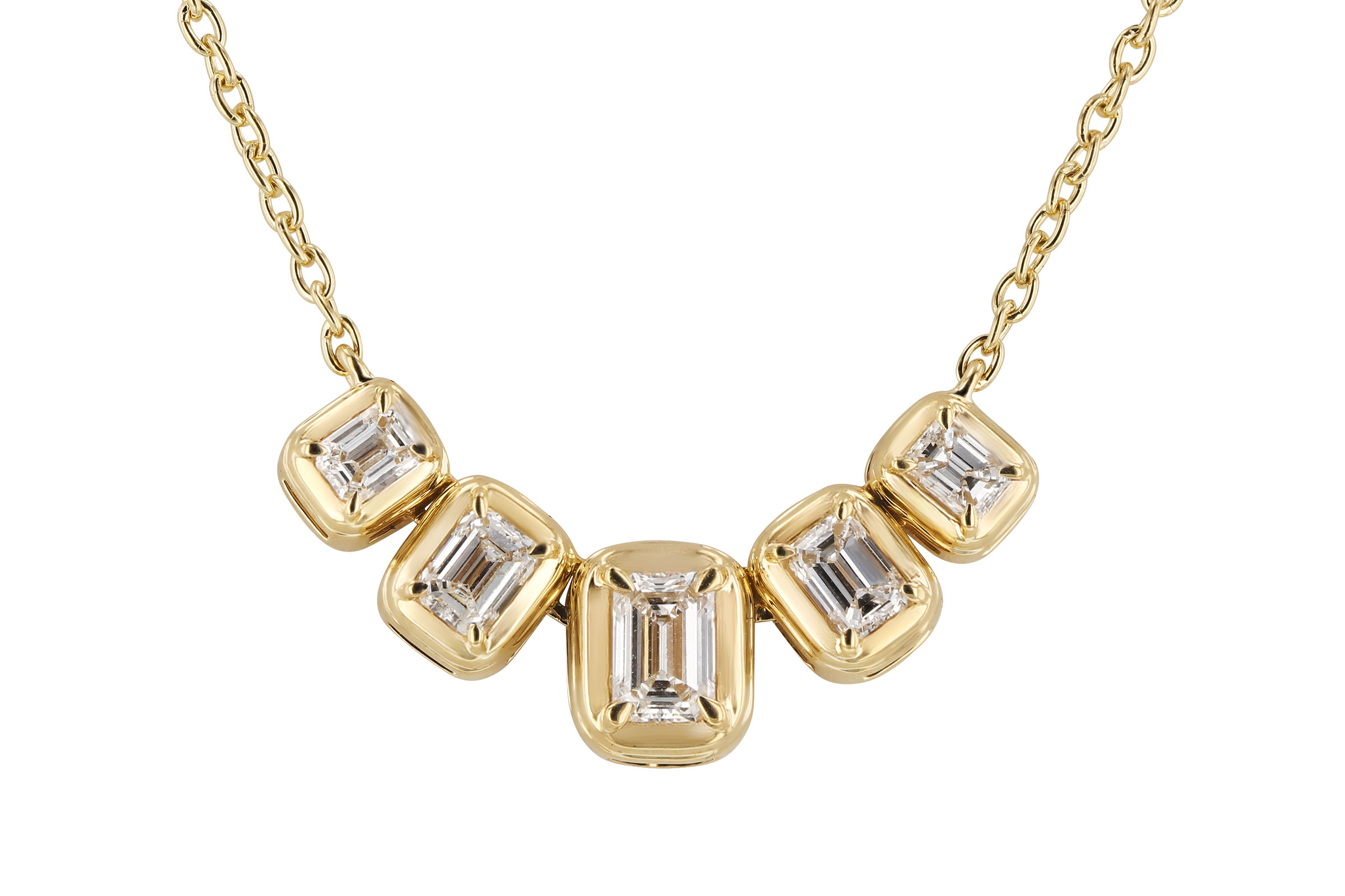 F284-76286: NECKLACE .87 TW EMERALD CUT DIA (18")