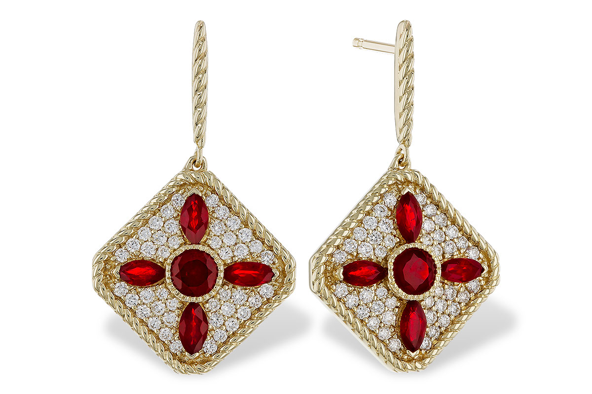 G283-87204: EARRINGS .99 TW RUBY 1.42 TGW