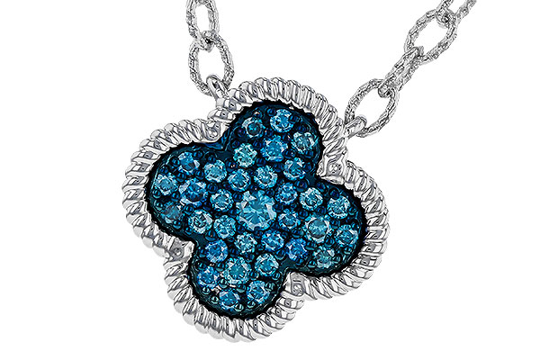 G283-87250: NECKLACE .33 TW BLUE DIAMONDS