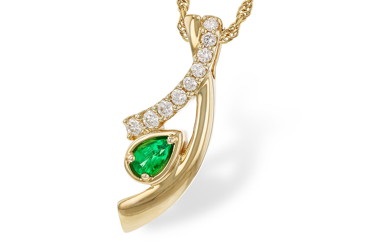 G283-88104: NECKLACE .17 EMERALD .34 TGW (5x3 EMER)