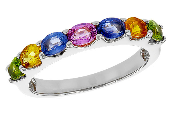 H283-85395: LDS WED RG 1.54 TW MULTI-COLOR SAPPHIRE