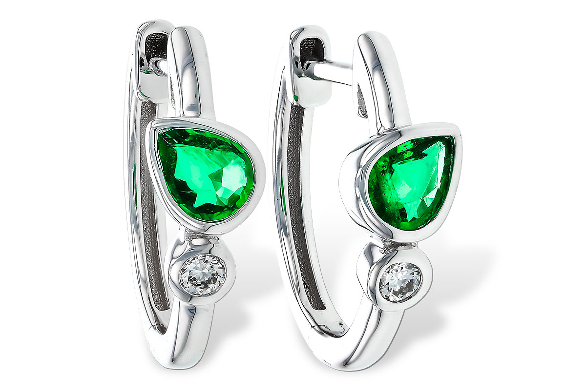 H283-87268: EARRINGS .38 TW EMERALD .44 TGW