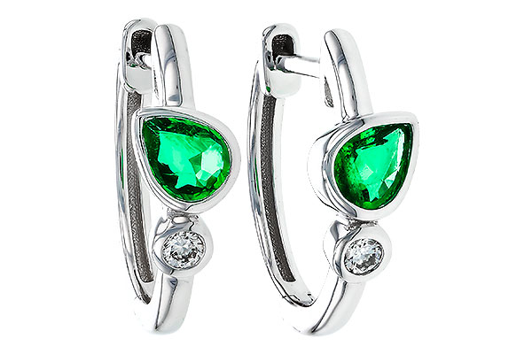 H283-87268: EARRINGS .38 TW EMERALD .44 TGW