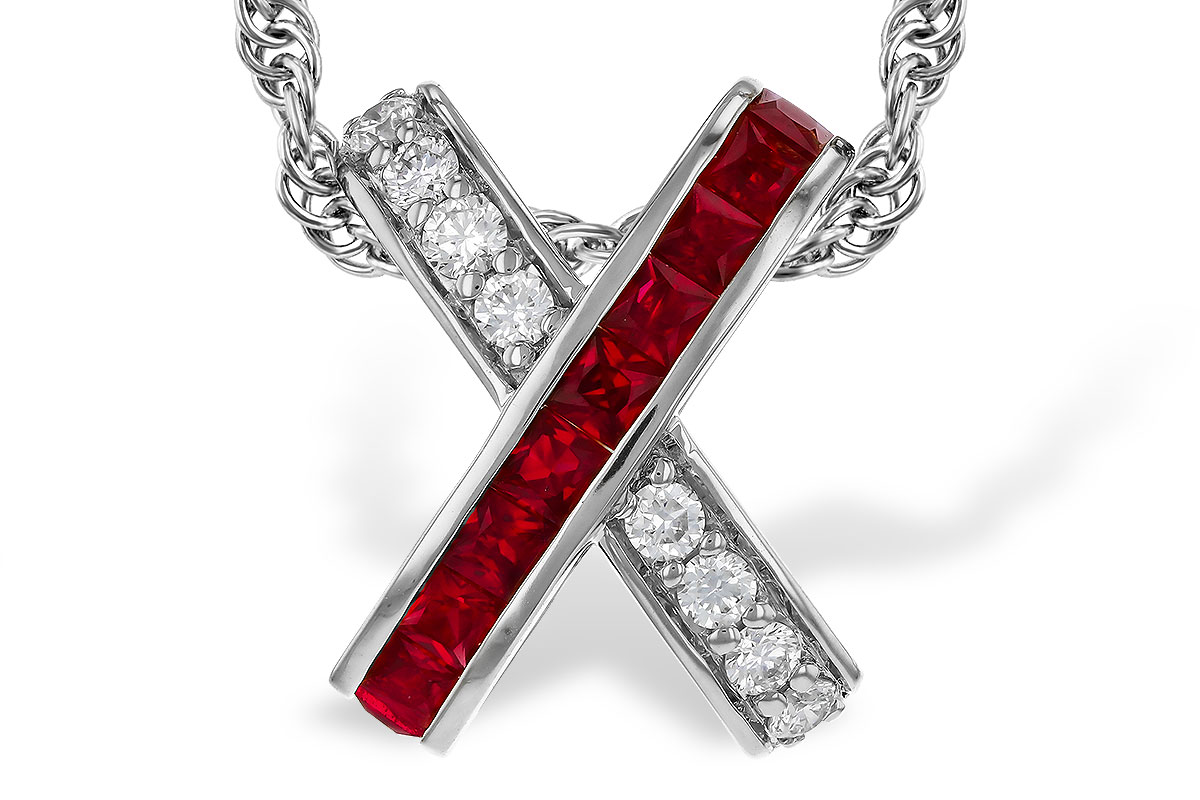 H283-90841: NECKLACE .53 TW RUBY .70 TGW