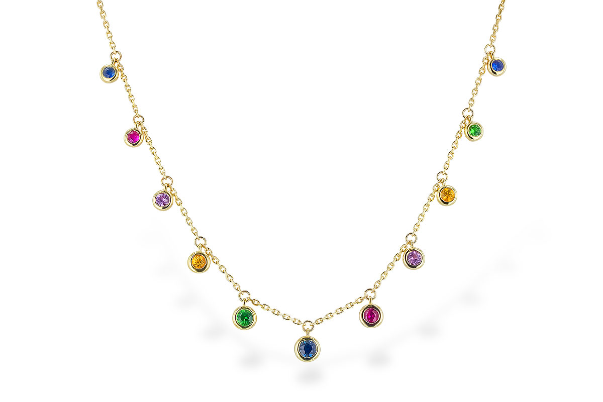 K282-98122: NECK .90 TW MULTI-COLOR SAPPH & GREEN GARNET (18")