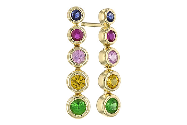 K282-99995: EARR .60 TW MULTI-COLOR SAPPH & GREEN GARNET