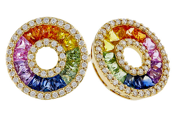 K283-85395: EARRINGS 2.10 MULTI-COLOR SAPP 2.37 TGW