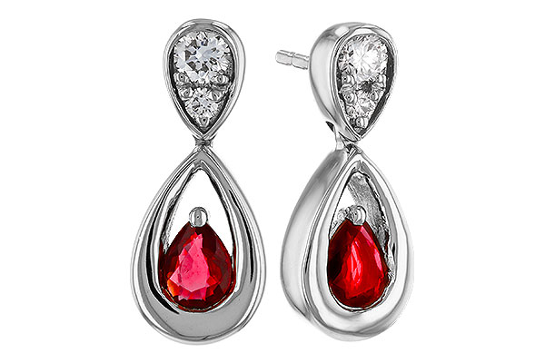 K283-85404: EARRINGS .40 RUBY .52 TGW (4x3 RUBY)