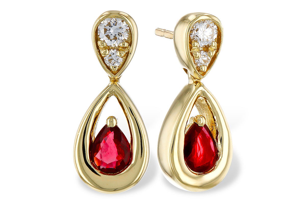 K283-85404: EARRINGS .40 RUBY .52 TGW (4x3 RUBY)