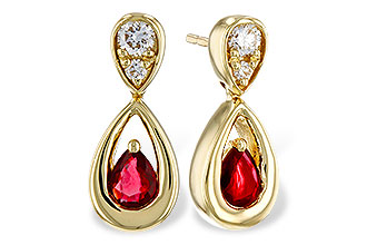 K283-85404: EARRINGS .40 RUBY .52 TGW (4x3 RUBY)