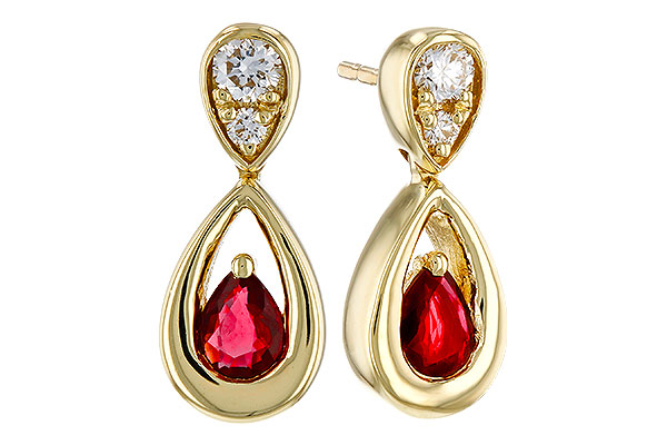 K283-85404: EARRINGS .40 RUBY .52 TGW (4x3 RUBY)