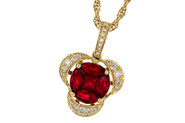 K283-88150: NECKLACE .86 TW RUBY 1.00 TGW