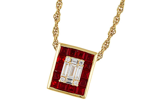 K283-89959: NECKLACE .82 RUBY TW 1.00 TGW