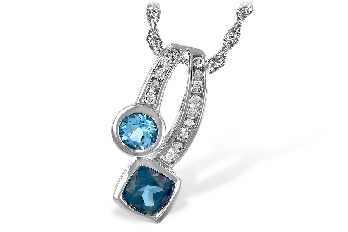 M198-45440: NECKLACE .91 TW BLUE TOPAZ 1.04 TGW